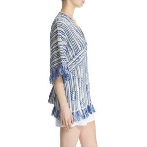 Tory Burch Baha Fringe Hudson Blue Stripe Tunic Sm